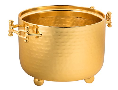 The Decorizer Pound Size Hammered Dip Container Holder With Buckle / Handle, Gold