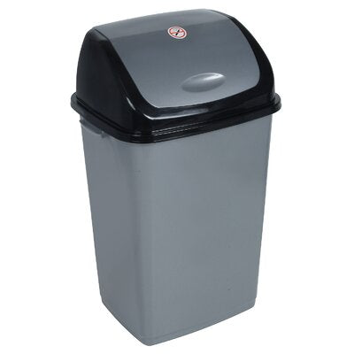 50 Liter Swing Top Trash Can. Gray and Black