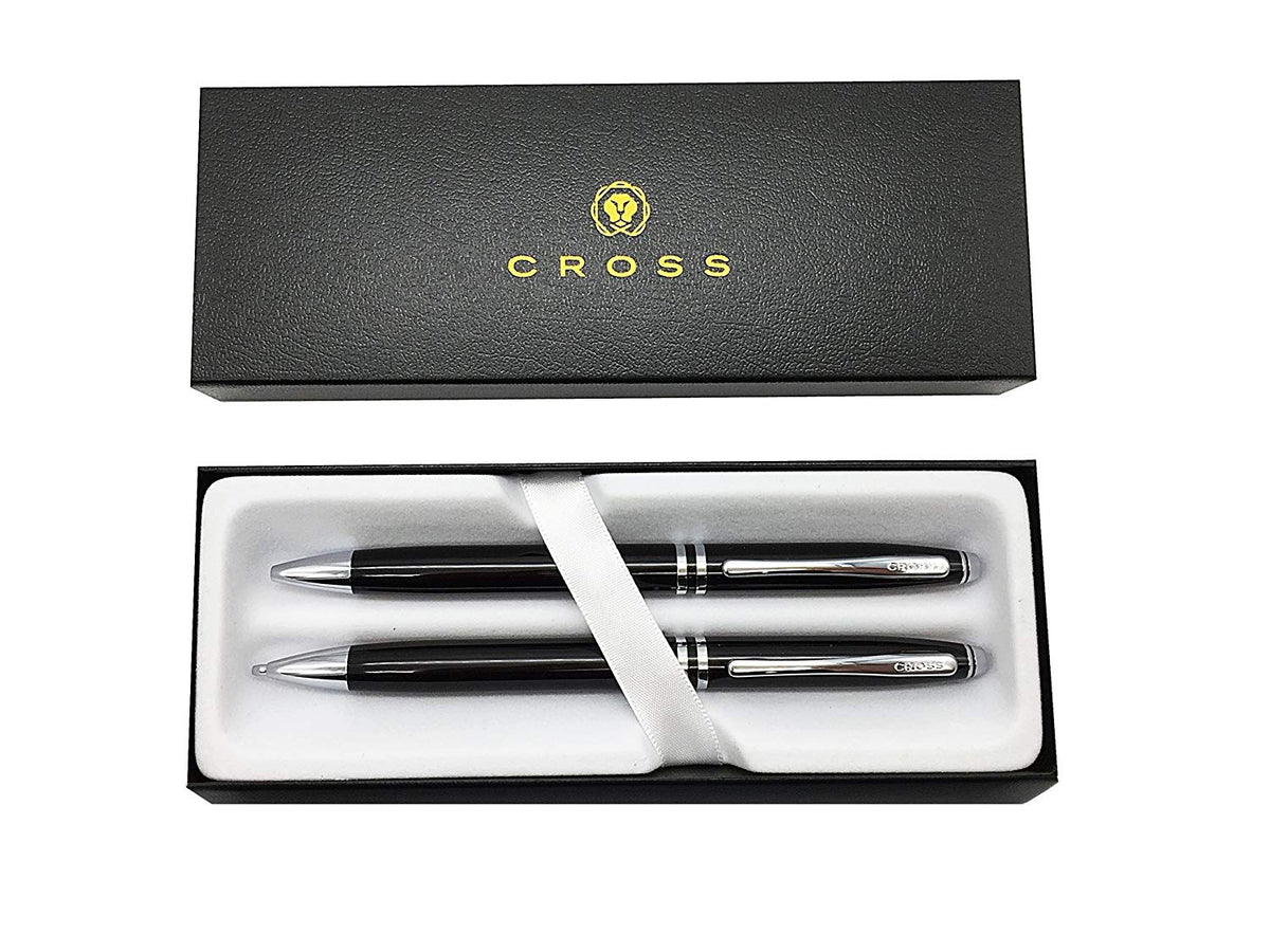 Cross Ballpoint Pen and Pencil Luxury Gift Set, Black & Chrome