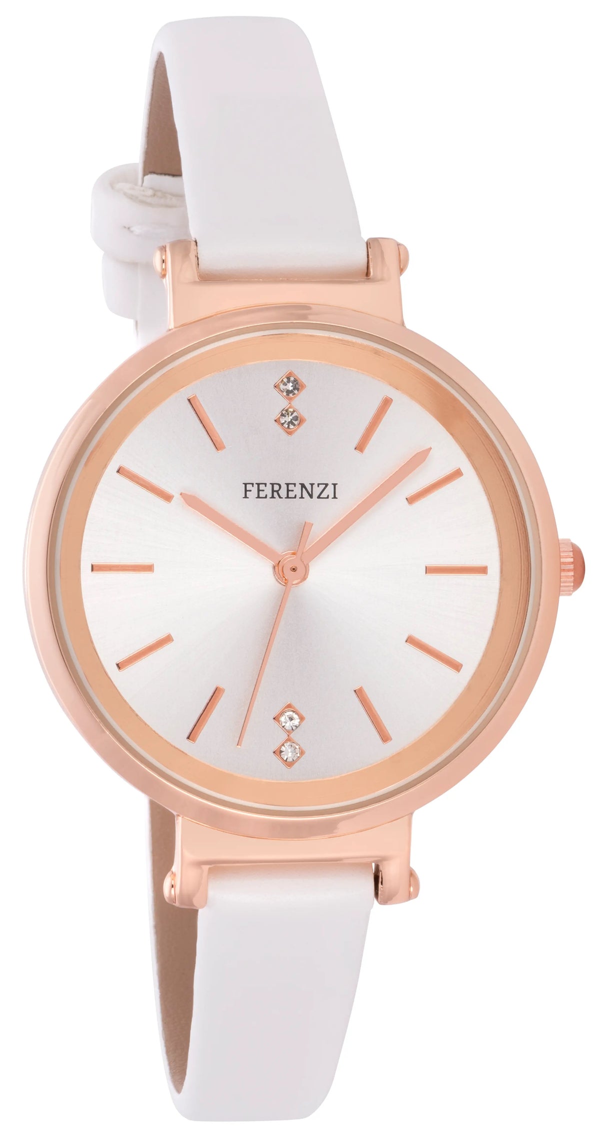 Marciano - Ferenzi Womens Watch, Rose Gold Bevel, White Face & Strap, White
