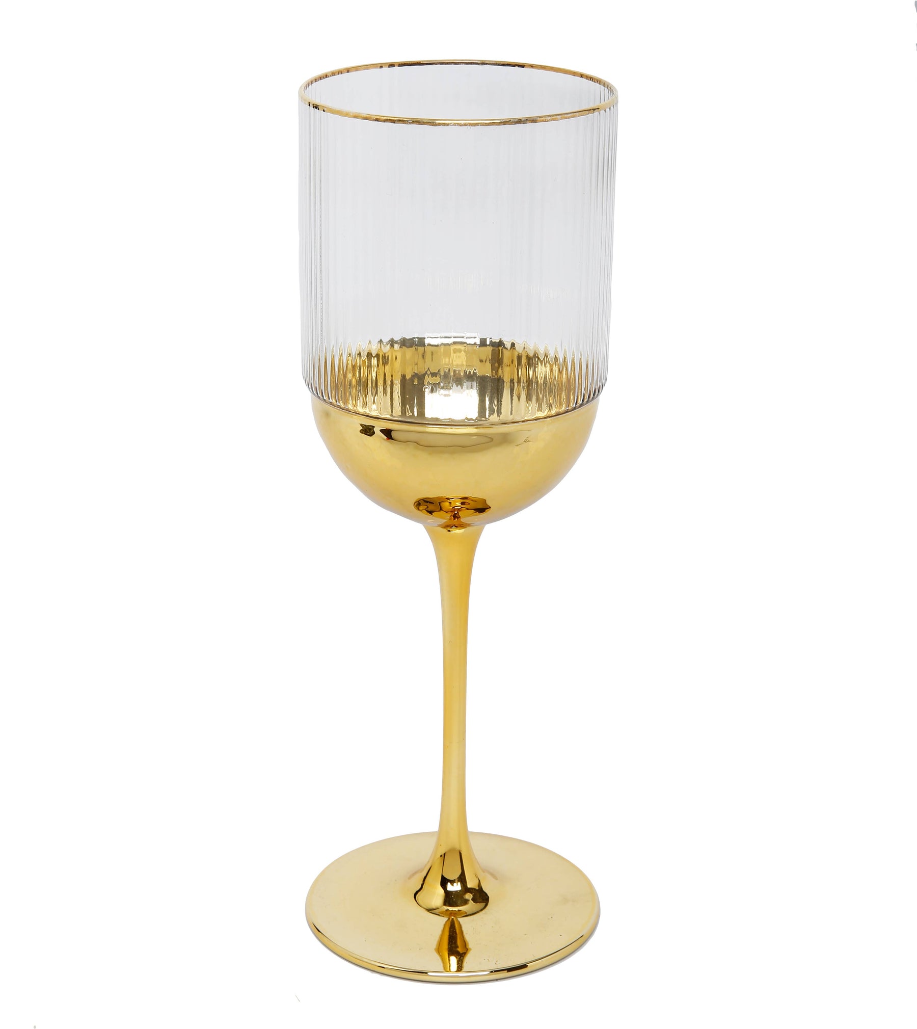 Classic Touch Set of 6 Water Glasses with Gold Dipped Bottom