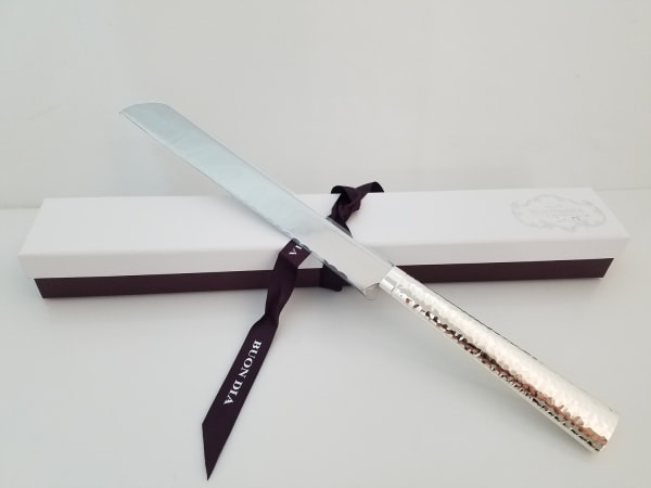 A&M Hammered 925 Silver Sharp Modern Challah Knife By Hazorfim