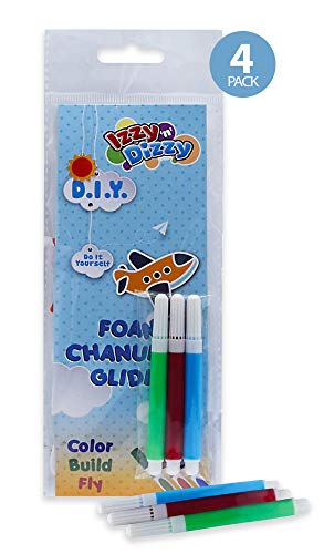 Izzy 'n' Dizzy Chanukah Arts N Crafts Kit for Kids - Create Your Own Foam Plane - 4 Pack