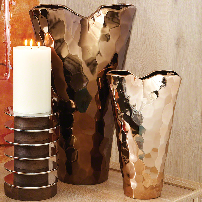 Global Views Small Bronze Nugget Vase (9.25"L x 6.5"W x 16"H)
