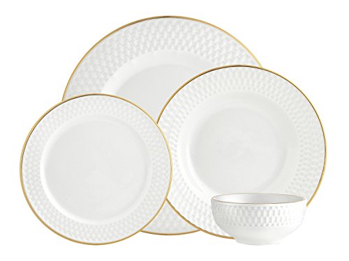 Avea Gold 16 Piece Porcelain Dinnerware Set, Service for 4