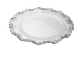 Classic Touch CCD619S 12" Charger glass Plates, Silver Scalloped Border/ Trim - Set of 4