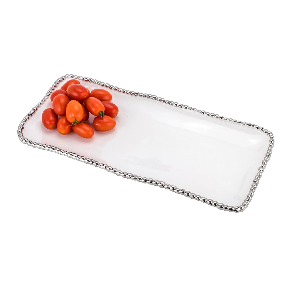 Joseph Sedgh Ceramic Serving Tray with Silver Bead Design