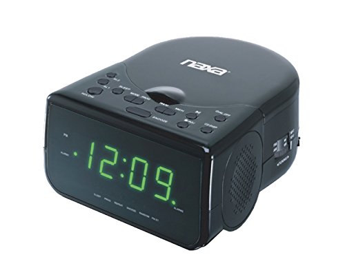 NAXA Electronics NRC-176 Digital Alarm Clock, 0.9" LED Display, Stereo Speakers, Plays CD/CD-R/AM/FM Radio, Black