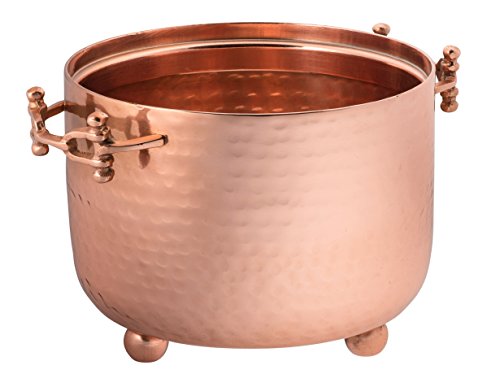 The Decorizer Pound Size Hammered Dip Container Holder With Buckle / Handle, Copper