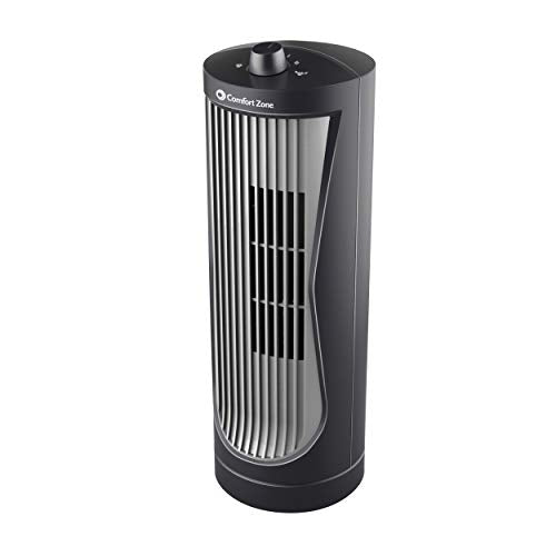 Comfort Zone Quiet 2-Speed 12-inch Oscillating Desktop Tower Fan