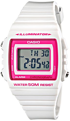 Casio W-215H-7A2 Women's Sport Digital Watch, White & Pink