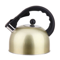 YBM - Gold Stainless Steel Stovetop Whistling Tea Kettle, 3 Quart
