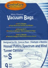 Envirocare Replacement for Hoover Type S Bags Allergen, 9 Pack