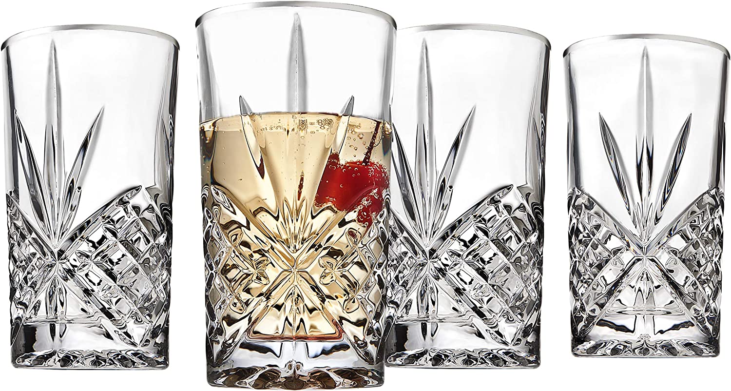 Dublin Crystal Highball Glasses, Set of 4 (Platinum)