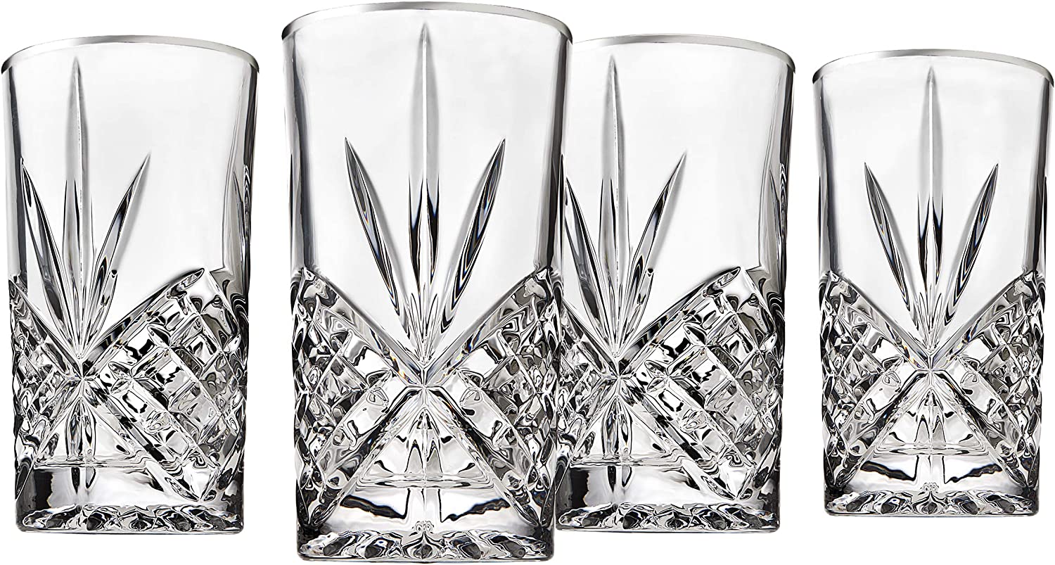 Dublin Crystal Highball Glasses, Set of 4 (Platinum)
