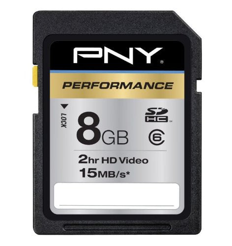 PNY Performance 8GB SDHC Class Memory Card, Black SD8GB