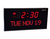 Ivation Big Oversized Digital Red LED Calendar Clock with Day and Date - Shelf or Wall Mount (16 inches - Red LED)
