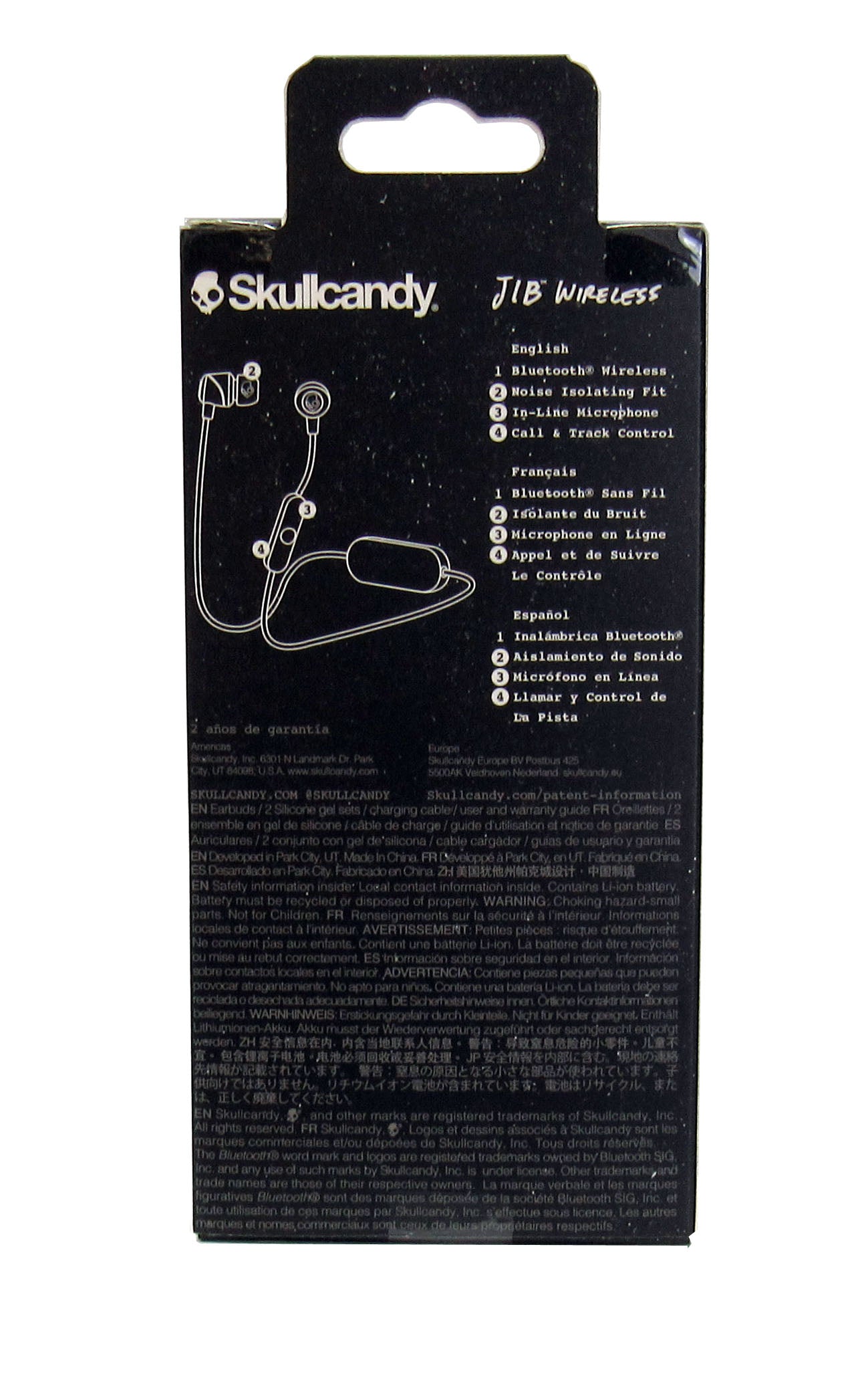 Skullcandy SCS2DUW-K003 Jib Bluetooth Wireless In-Ear Earbuds Earphones with Microphone for Hands-Free Calls, 6-Hour Rechargeable Battery, Included Ear Gels for Noise Isolation, Black/Street