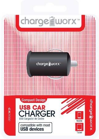 Chargeworx CX2000 1 Amp USB Car Adapter, Black