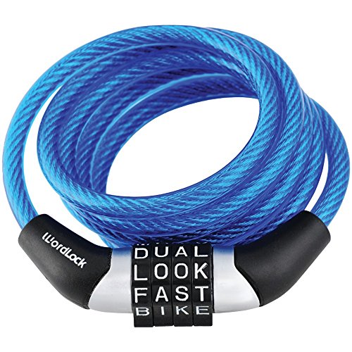 Wordlock CL-454-BL 4' Combination Non-Resettable Cable Bike Lock, Blue