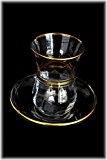 Gold Band Kiddush Cup with Matching Saucer, Set of 6