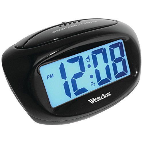 Westclox 70043X Large Easy-to-Read LCD Battery Alarm Clock, Black