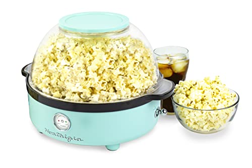 Nostalgia Hot-Air Electric Stir Pot Popcorn Maker, Aqua