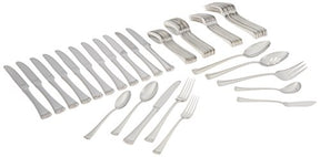 Lenox 65 Piece 18/10 Stainless Steel Flatware Set, Portola - Service for 12 (Includes 1 sugar spoon, 1 butter serving knife, 1 cold meat fork, 1 tablespoon and 1 pierced tablespoon)