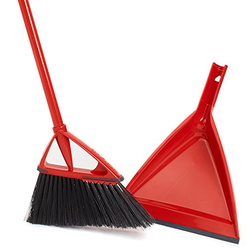 Oskar angle broom and dust pan set - Red