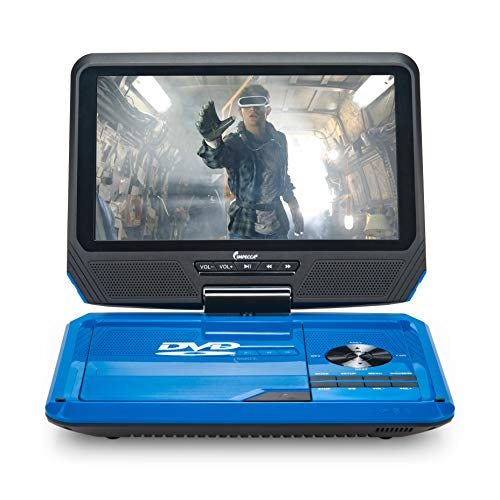 Impecca 9” Portable DVD Player with Flip and Swivel Screen Built in USB and SD/SDHC Memory Card Slots, Remote Control, Headphone Jack, AC Adapter, Car Power Adapter, Micro USB Cable A/V C
