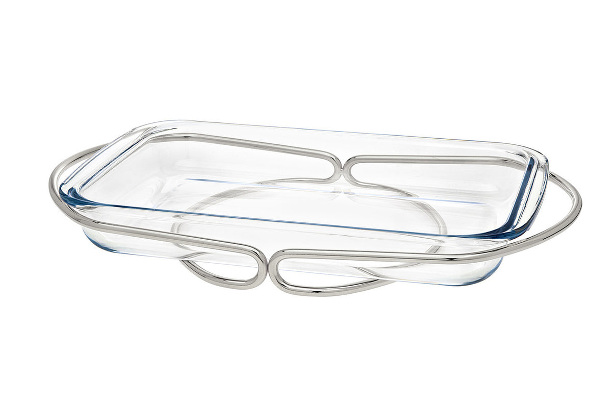 Godinger Infinity Glass Rectangular Oven to Table Baker with Serving Stand - Assorted Colors