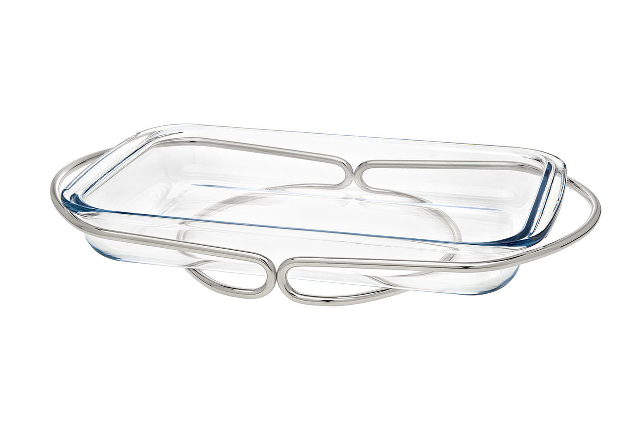 Godinger Infinity Glass Rectangular Oven to Table Baker with Serving Stand - Assorted Colors