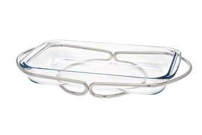 Godinger Infinity Glass Rectangular Oven to Table Baker with Serving Stand - Assorted Colors