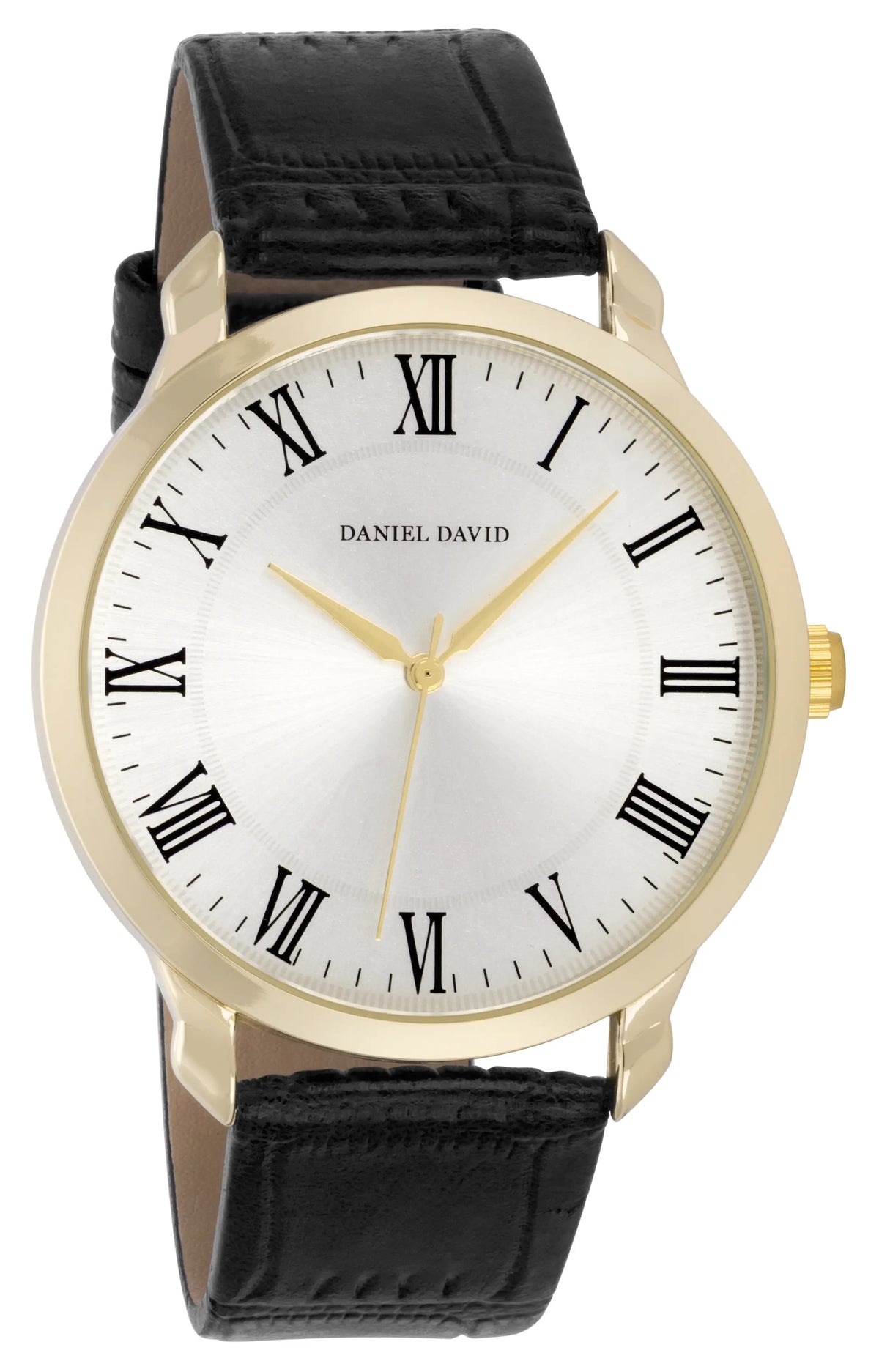 Marciano - Daniel David, Roman Numeral White Display Men's Analog Watch, Gold Bevel - Black