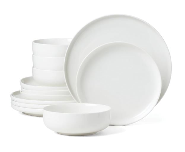 Oneida 24 Seven White 12 Piece Porcelain Dinnerware Set, Service for 4