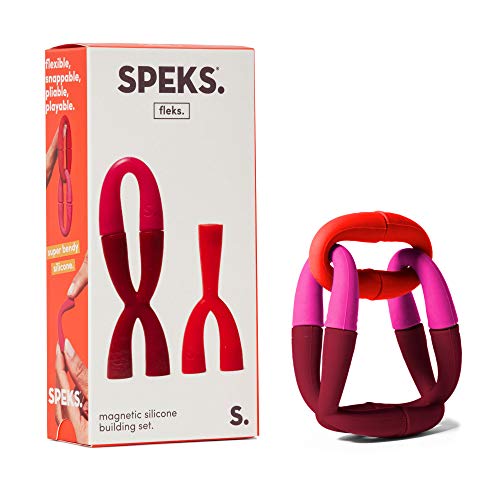 Speks Fleks Magnetic Silicone 8-Piece Building Set Fun Desk Toy for Adults, Red