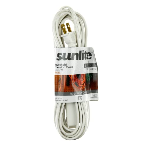 Sunlite 20-Foot Household Extension Three 2-Prong Polarized Sockets, White