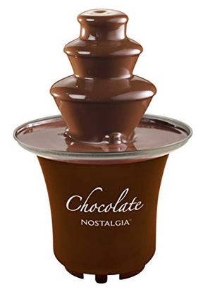 Nostalgia 8-Ounce Chocolate Fondue Fountain, Half-Pound Capacity, Easy to Assemble 3-Tiers, Brown