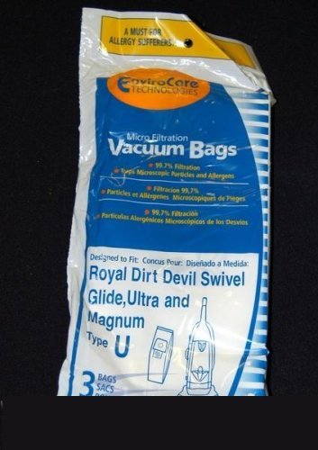 Envirocare Vacuum Bags for Dirt Devil Type U, 3 Pack VACBAG TYPEU