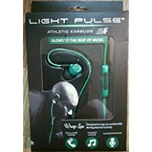 Pilot EL 1320 Light Pulse Sports Active Earbuds with Microphone and 3 Ft. Cable, Green Controller adjusts volume, next/prior song