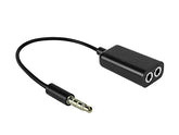 Cellet Dual 3.5mm Female Input to 3.5mm Male Input Headphones Audio Splitter Adapter (Black)