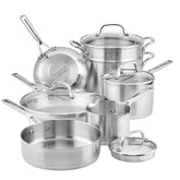 KitchenAid 3-Ply Base Brushed 11 Piece Stainless Steel Pot and Pan Cookware Set