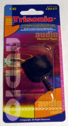 Trisonic A-83 3.5mm STEREO HEADPHONE SPLITTER Y ADAPTER FITS MP3