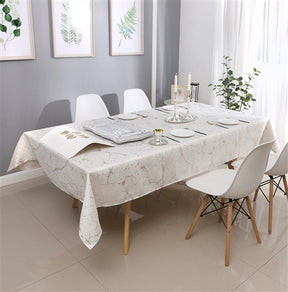 Majestic Giftware Jacquard Tablecloth, Marble White/Gold (Various Sizes)