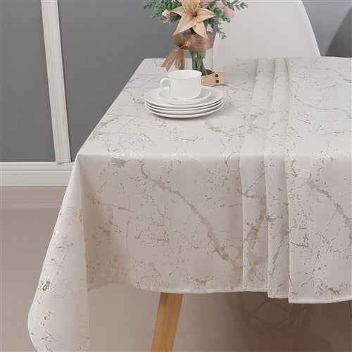 Majestic Giftware Jacquard Tablecloth, Marble White/Gold (Various Sizes)