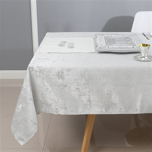 Majestic Giftware Jacquard Tablecloth, White/Silver, (Various Sizes)