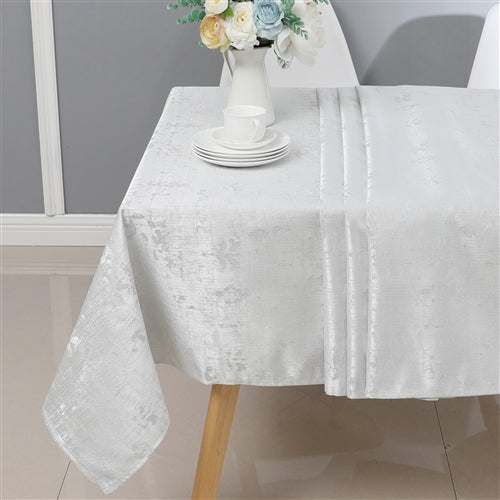 Majestic Giftware Jacquard Tablecloth, White/Silver, (Various Sizes)