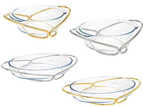 Godinger Glass Oven to Table  Baker with Serving Stand - (Round 2QT, Oval 4QT)