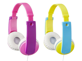 JVC HAKD7P Kid's Headphones, (Pink, Yellow&Blue)