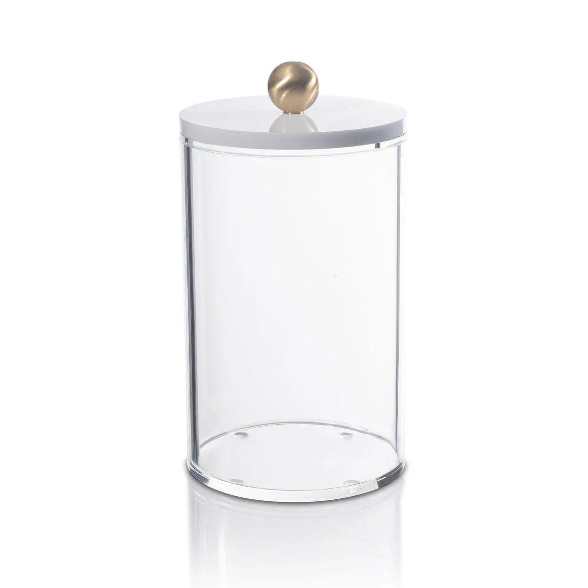 Waterdale Lucite Canister, White and Gold Knob Lid, Magnetic Closure - Assorted Sizes